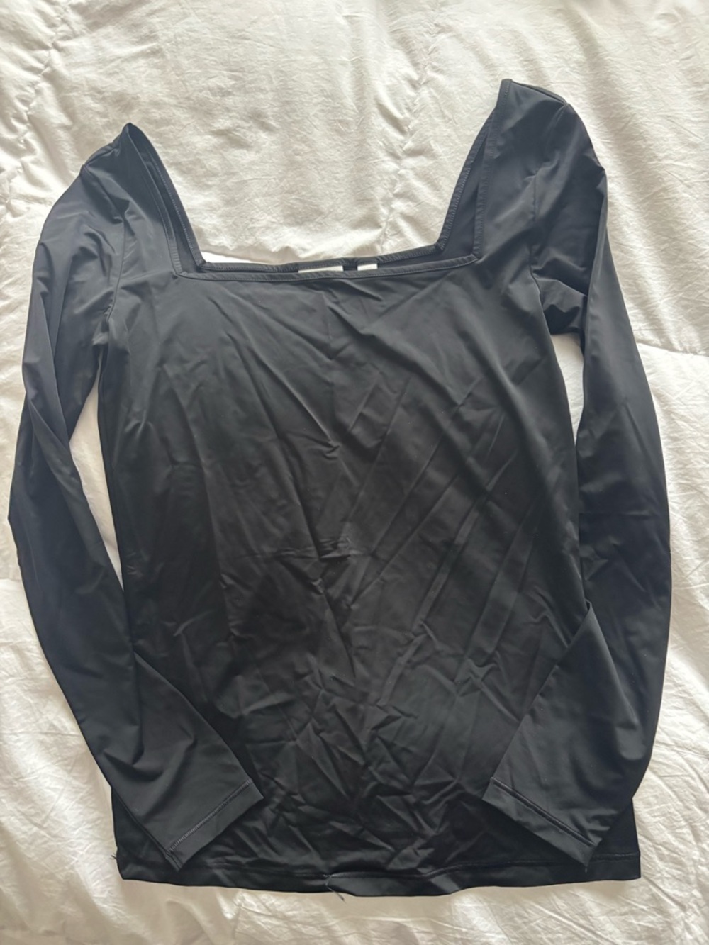 Aritzia Black Long Sleeve Square Neck Top